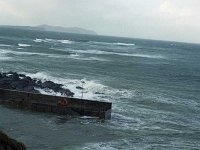 Roonagh pier, Louisburgh, 2002 - Lyons0018586.jpg  High swells at Roonagh Pier as a result of gale force winds, February 2002.