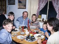 O' Malley Clan Convention, July 1986. - Lyons0016490.jpg  Anthony O' Malley, chieftian of the O' Malley clan with his wife and children enjoying the festival activities. O' Malley Clan Convention. July 1986. : 19860719 O' Malley Clan Convention 5.tif, Farmers Journal, Lyons collection, Newport