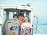 Mary Gavin Hughes champion angler with her children on her new fishing boat, Newport, September 1992. - Lyons0016509.jpg  Mary Gavin Hughes champion angler with her children on her new fishing boat, Newport, September 1992. : 19920929 Mary Gavin Hughes Champion Angler 1.tif, Lyons collection, Newport