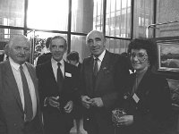 Westport Tourism Press Conference , March 1988. - Lyons0019767 1.jpg  Westport Tourism Press Conference and Brochure Launching by Mr John Wilson Minister for Tourism in Bank of Ireland. L-R : Senator Martin Joe O' Toole; Paddy Hopkins, Westport Tourism; Senator Jim Tunney and Westport Hotelier Fionnuala Hughes. March 1988. : 19880329 Westport Tourism Press Conference 3.tif, Lyons collection, Westport Developing