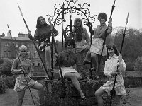 Westport House: spear wielding ladies modelling mini-skirts, May 1969. - Lyons0019172.jpg  Westport House: spear wielding ladies modelling mini-skirts, May 1969.