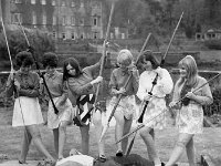 Westport House: spear wielding ladies modelling mini-skirts, May 1969. - Lyons0019173.jpg  Westport House: spear wielding ladies modelling mini-skirts, May 1969.