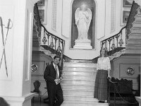 Lord and Lady Altamont standing on the stairs in Westport House, April 1970 - Lyons0019185.jpg  Lord and Lady Altamont standing on the stairs in Westport House, April 1970
