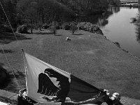 Putting up the flag on the roof of Westport House, April 1972.. - Lyons0019239.jpg  Putting up the flag on the roof of Westport House, April 1972.