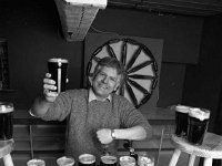 Lord Altamont pulling pints in the new Wagon wheel bar in Westport House, March 1986. - Lyons0019653.jpg  Lord Altamont pulling pints in the new Wagon wheel bar in Westport House, March 1986.