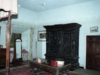 Interior of Westport House, November 1986. - Lyons0019681.jpg  The bedroom showing the handcarved wardrope which was carveed over three generations.  Interior of Westport House, November 1986. : 19861113 Interior of Westport House 17.tif, Lyons collection, MTM productions for Don Geraghty, Westport House