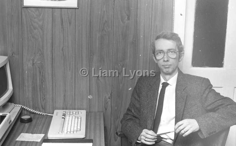 Francis Gavin Manager of Westport Credit Union in his office.February 1985.
