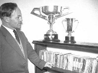 Leo Joyce with angling & coursing cup, Westport 1956. - Lyons0013674.jpg  Leo Joyce with angling & coursing cup, Westport 1956. : 1956 Leo Joyce with angling & coursing cups.tif, 1956 Misc, Lyons collection, Westport