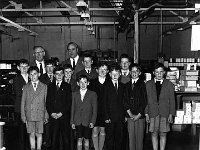 Westport Primary School children visiting the Irish Sewing Cotton company in Westport. 1977.. - Lyons0013883.jpg  Westport Primary School children visiting the Irish Sewing Cotton company in Westport. Standing at the rear their teacher Jimmy Daly next Mark Trimmer Manager of the thread factory. 1977. : 1977 Visit to the Irish Sewing Cotton Company.tif, Lyons collection, Westport
