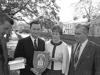 Announcement of the Kelly Rally, May 1968.. - Lyons0013948.jpg  Michael Heverin, Westport Touurist Office with Mr and Mrs Mike Kelly US and also home owner in Westport. At left P J Kelly, Altamont St. at the announcement of details of the Kelly rally to be held in Westport at a later date. May 1968. : 196805 Announcement of the Kelly Rally.tif, Lyons collection, Westport