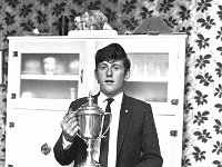 Young Sean Langan with his Cup for athletics, Westport, February 1967. - Lyons0014500.jpg  Young Sean Langan with his Cup for athletics, Westport, February 1967. : 19670225 Young Sean Langan with his Cup for athletics.tif, Farmers Journal, Knockrooskey, Lyons collection, Westport