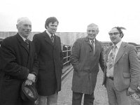 Westport mart, February 1977.. - Lyons0014970.jpg  Mr Paddy Lally, Knappabeg, Westport; Mr Tom Rellihan, Manager Westport mart and two buyers at the mart.  Mr Paddy Lally, Knappabeg, Westport; Mr Tom Rellihan, Manager Westport mart and two buyers at the mart. Westport mart, February 1977. : 19770221 Westport Mart 3.tif, Farmers Journal, Lyons collection, Westport
