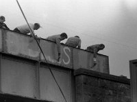 Graffitti in Westport, July 1978.. - Lyons0015037.jpg  Councillors painting out IRA graffitti on the Altamont St railway bridge. Graffitti in Westport, July 1978. : 1978 Misc, 19780727 Graffitti in Westport 3.tif, Lyons collection, Westport