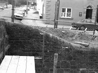 James St bridge, November 1980. - Lyons0015148.jpg  Walls on upstream side of James Street, Westport left and right during the widening reconstruction looking north. November 1980. : 19801107 James St bridge 1.tif, Lyons collection, Westport