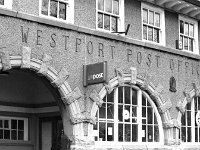 Westport Post Office, February 1984.. - Lyons0015203.jpg  The new trading name for the Irish Postal Services was an Post. The new sign,  Westport Post Office, february 1984. : 19840203 Westport Post Office.tif, Lyons collection, Westport