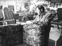 Westport crafts and trade fair, March, 1984.. - Lyons0015213.jpg  Westport crafts and trade fair Westport Enterprise Workspace Centre, March 1984. An upholster at work. : 19840312 Westport Enterprise Centre 8.tif, Lyons collection, Westport
