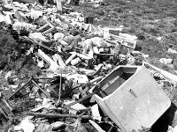 Rubbish dump in Owenwee, May 1985. - Lyons0015294.jpg  Rubbish dump in Owenwee, May 1985. : 19850506 Rubbish dump in Owenwee.tif, Lyons collection, Westport