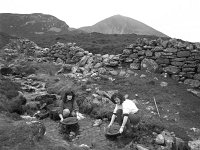 Prospecting for gold  1988.. - Lyons0015534.jpg  Carmel and Jeanne Carney prospecting for gold at Croagh Patrick for Aer Lingus Young Scientist Award, December 1988. : 19881210 Prospecting for gold 2.tif, Lyons collection, Westport