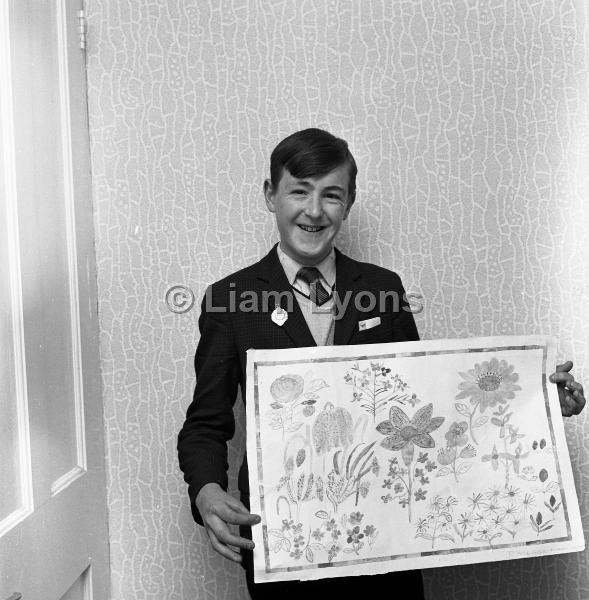 Junior Artist with his prize-winning painting, May 1966