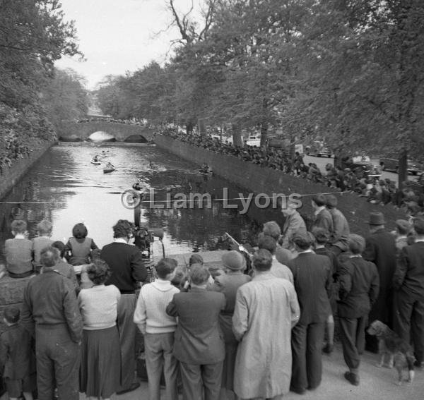 Canoe Racing on the Mall river being filmed for tv,  August 1967