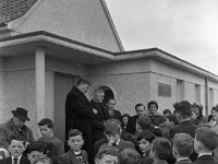 Knockruskey National School Official Opening , 1965 - Lyons0000347.jpg  Knockruskey National School Official Opening , 1965  Background L to R : Western People Reporter Tony Lavelle, Mr Eoghain Hughes MCC & Principal Teacher, Fr Prendergast PP Aughagower, ? Department of Education & Fr Fallon CC Aughagower. : collection, Knockrusky, National, Official, Opening, School