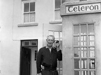 Dan O' Brien & the first phone kiosk at Westport Quay, August 1966 - Lyons0000600.jpg  Dan O' Brien & the first phone kiosk at Westport Quay, August 1966 : Brien, Dan, first, kiosk, Lyons, phone, Westport