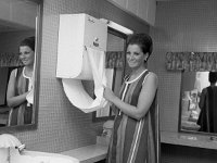Liz Stack with the linen replacement system in Belclare House, July 1967 - Lyons0000827.jpg  Liz Stack with the linen replacement system in Belclare House, July 1967 : Belclare, linen, Liz, replacement, Stack, system