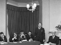 Junior Chamber Debate in Breaffy House - Lyons0001015.jpg  Junior Chamber Debate in Breaffy House, January 1968 Westport Debating Team  L to R Michael Kennedy; Liam Walsh; Robert (Bob) Kilkelly; Michael Browne; Myles Staunton & score-keeper John O' Donnell Mayo Co. Secretary. Original folder, 1968 Misc : Junior Chamber