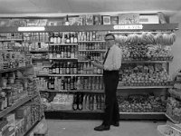 Horkan's VG store, Westport. - Lyons0001031.jpg  Horkan's VG store, Westport, January 1968. Sean Horkan in his new supermarket. Original folder, 1968 Misc : Horkan's