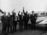 Flying to Wales for Rugby match Wales v Ireland - Lyons0001285.jpg  Flying to Wales for Rugby match Wales v Ireland. Members of Westport Rugby club.  L-R Liam Walsh; Paddy Hoban; Hugh Ryan; Stephen Walsh; David Mc Keon & pilot Captain Robin Black. Flying from Castlebar Airport with Ireland West Airways. : Westport Rugby Club