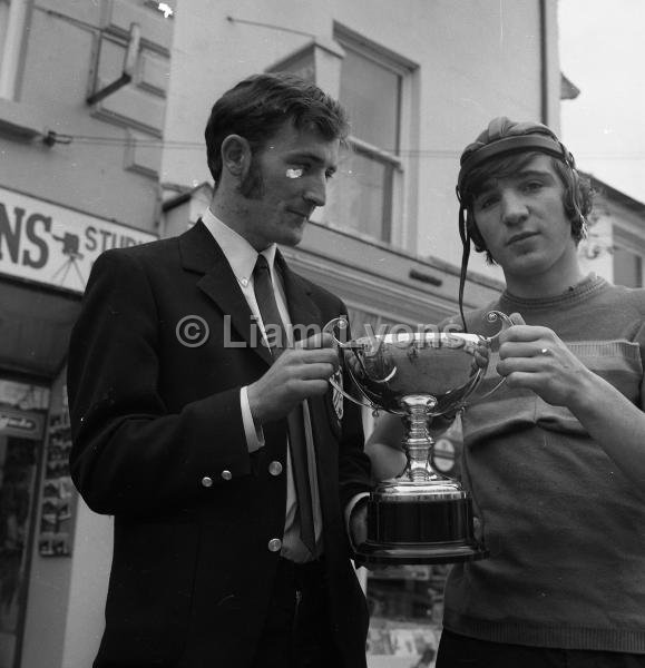 Stephen Breheny presenting the Breheny Cup to P Hyland