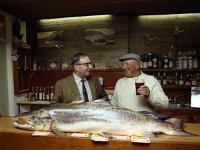 Mr George Hatfield & friend with 31 lbs salmon - Lyons0003223.jpg  Mr George Hatfield & friend with 31 lbs salmon. Photo taken in Pontoon Bridge Hotel. Salmon caught in Lough Conn. : Fishing