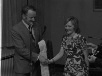 Queen of the Abbey - Lyons0003642.jpg  Queen of the Abbey. Myles Staunton TD congratulating Christina Scahill winner of the Queen of the Abbey title. At the right Jim Fair proprietor of Murrisk Abbey Hotel presenting the cup. : Fair, Myles Staunton, Scahill