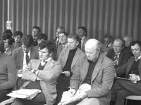 Staff of County Committee of Agriculture - Lyons0004194.jpg  Members of County Committee of Agriculture at a meeting. Front row two men at the right Sean Cadden, Westport Agricultural Officer and John O' Brien Agricultural Officer and sitting just behind them in the middle Walter Salmon, Agricultural Officer, Ballinrobe. : County Committee of Aggriculture