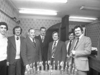 Ulster Bank presentation, Garrymore G.A.A Club - Lyons0004233.jpg  Sponsors of the Garrymore team. At left J J Gallagher Garrymore player, third from the left Bertie McHugh Club Chairman, J P Lambe next to the Manager of Ulster Bank. : Gallagher, Garrymore, Lambe, McHugh