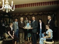 Presentation to Frank McNicholas - Lyons0004307.jpg  County engineer Mayo County Council Mr Joseph Egan making a presentation to Frank McNicholas retired as town foreman. : Egan, McNicholas