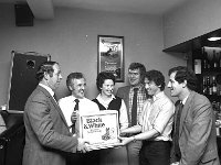 Black & White Whiskey Presentation, Asgard, Westport - Lyons0004891.jpg  Black & White Whiskey Presentation. Asgard Bar and Restaurant the Quay was nominated the Black & White Pub of the Year 1981. At left and right of the photo are Black & White personnel. Second from left Michael Cadden, third from the left Mary Cadden proprietors of the Asgard, next Martin Coughlan Bar Manager and Martin Gavin Bar staff. : Asgard Restaurant