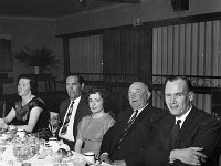Dinner for overseas visitors, 1965. - Lyons0005975.jpg  L to R Mrs Paddy Jennings, Mr Stephen Minogue,?, ?, ?.  Dinner for overseas visitors, 1965. : 19650810 Dinner for overseas visitors  5.tif, Functions 1965, Lyons collection