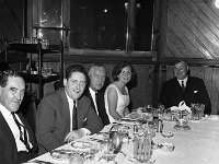 Dinner for retired Garda Chief Inspector, 1965. - Lyons0005987.jpg  Dinner for retired Garda Chief Inspector, 1965. Brian Lennihan ( TD Minister for Justice ), Solicitor Paddy Mc Ellin, Claremorris, Mrs Mc Ellin &  Eoin Hughes MCC. : 19650906 Dinner for retired Garda 2.tif, Functions 1965, Lyons collection