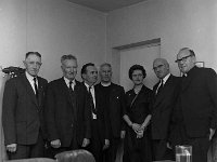 NFA Dinner in the TF, 1967 - Lyons0006207.jpg  L to R : ?, Mike Joyce, Hazlerock, Laurence Barett, Breaffy, Mr Vaghan, Rector, Mr & Mrs Ricard Deasy & Fr ?.  NFA Dinner in the TF, 1967 : 19670116 NFA Dinner in the TF 1.tif, Functions 1967, Lyons collection