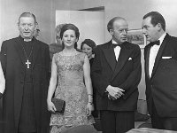 Castlebar Chamber of Commerce , 1967 - Lyons0006302.jpg  Church of Ireland; Archbishop of Tuam; Mrs Childers (?); Erskin Childers & Mr John Heneghan (Castlebar).  Castlebar Chamber of Commerce , 1967 : 19670201 Castlebar Chamber of Commerce 10.tif, Functions 1967, Lyons collection