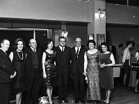 Westport Fine Gael Dinner, 1967 - Lyons0006319.jpg  L to R  John Jeffers; ?; Johnny Mc Hale, New Field; Mr & Mrs Hoban, Castlebar; Mr Myles Staunton, Mr Tom Higgins Sc, Mrs Paddy Gibbons & Mrs Babs Kelly, Westport. Westport Fine Gael Dinner, 1967 : 19670202 Westport Fine Gael Dinner 6.tif, Functions 1967, Lyons collection