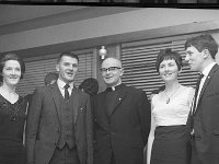 St Colman's, Claremorris, Past Pupil Dinner, 1968. - Lyons0006477.jpg  Fr Des Fahy (St Colman's) with two couples.  St Colman's, Claremorris, Past Pupil Dinner, 1968. : 19680118 St Colman's Past Pupil Dinner 1.tif, Functions 1968, Lyons collection