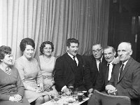 Westport Vintners Dinner in Belclare House , 1968. - Lyons0006504.jpg  Westport publicians & their wives.  L to R : Mrs Kathleen Hoban, Mrs Sile Ward, Mrs O' Grady, Mr Paddy Warde, Mr Johnny Clarke, Mr Paddy Hoban & Mr John O' Grady. Westport Vintners Dinner in Belclare House , 1968. : 19680206 Westport Vintners Dinner in Belclare House 6.tif, Functions 1968, Lyons collection