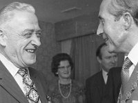 Workers Union Congress Dinner , 1973. - Lyons0007649.jpg  Austin O' Boyle, Castlebar chatting to the president. Workers Union Congress Dinner , 1973. : 19730422 Workers Union Congress Dinner 2.tif, Functions 1973, In the Travellers Friend, Lyons collection