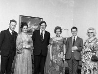 Castlebar Junior Chamber Dinner in Breaffy House, 1973. - Lyons0007654.jpg  Taoiseach Garret Fitzgerald with friends at the function. Castlebar Junior Chamber Dinner in Breaffy House, 1973. : 19730504 Castlebar Junior Chamber Dinner in Breaffy House 2.tif, Functions 1973, Lyons collection