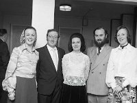 Castlebar Junior Chamber Dinner in Breaffy House, 1973. - Lyons0007658.jpg  L-R : Frankie Forde, Kiltimagh; John and Mrs Forde, Ballyhaunis; John and Eimear Mc Ellin, Balla. Castlebar Junior Chamber Dinner in Breaffy House, 1973. : 19730504 Castlebar Junior Chamber Dinner in Breaffy House 6.tif, Functions 1973, Lyons collection