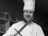 Straide ICA Dinner, 1973.. - Lyons0007668.jpg  Chef in the Welcome Inn getting ready to carve.  Straide ICA Dinner, 1973. : 19731102 Straide ICA Dinner 8.tif, Functions 1973, Lyons collection