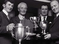 IFA Dinner in the Grand Central Hotel , 1973. - Lyons0007679.jpg  Farmers Bourke, Moran, Keane and Lavelle with their cups for farming achievements.  IFA Dinner in the Grand Central Hotel , 1973. : 19731109 IFA Dinner in the Grand Central Hotel 1.tif, Functions 1973, Lyons collection