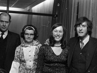 Mayo County Council Machinery Yard Dinner , 1973. - Lyons0007734.jpg  Mickey and Mary Palmer, Westport with two friends at the function. Mayo County Council Machinery Yard Dinner , 1973. : 19731221 Mayo County Council Machinery Yard Dinner 1.tif, Functions 1973, Lyons collection